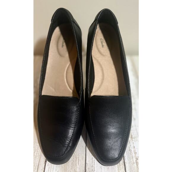 Clarks Collection Black Leather Juliet Lora Loafers Size 9 NWOB - Picture 1 of 10